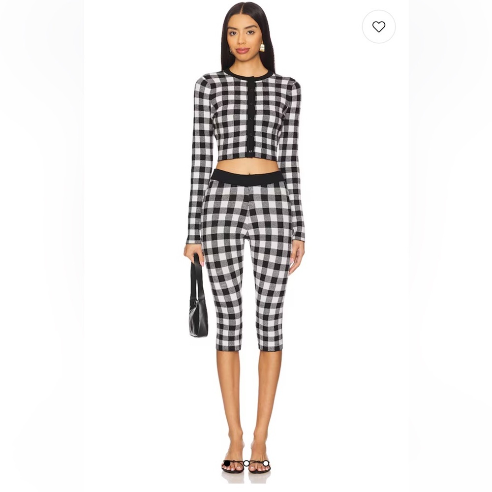 More To Come Ashton Knit Set in Black & White Revolve Cardigan Capri Pants XS